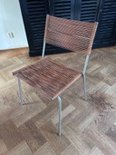 Set of 6 Bonacina Miss B design chairs in leather and stainless steel