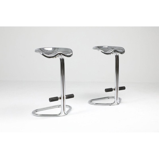 Image 1 of Pair of vintage chrome tractor stools by Rodney Kinsman for Bieffeplast 1970