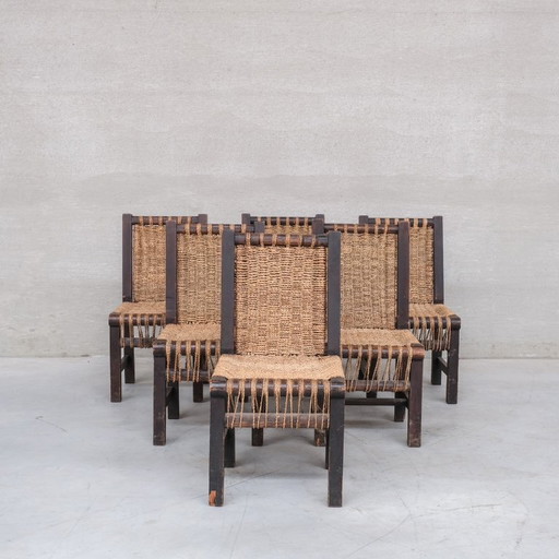 Set di sei sedie da pranzo francesi in stile Art Déco attribuite a Francis Jourdain