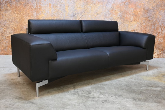 Image 1 of Refurbished exclusieve zwarte leren Leolux Howlo design bank
