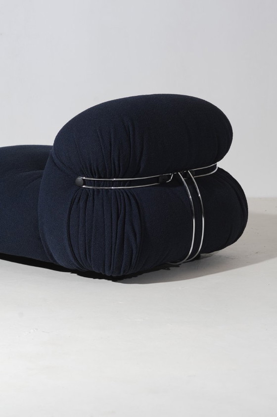 Image 1 of Vintage Soriana 2-Sitzer-Sofa von Afra & Tobia Scarpa in nachtblauem Bouclé