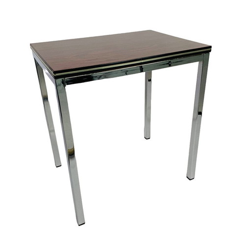 Petite table basse vintage avec imprimé bois, années 60
