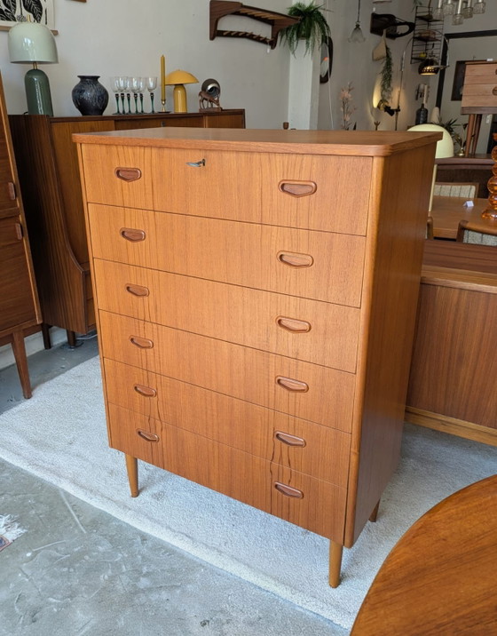 Image 1 of Vintage teak Scandinavian chest of drawers, tallboy