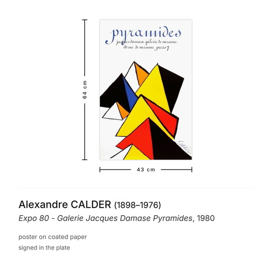 Alexandre Calder Poster Expo 80 - Galerie Jacques Damase Pyramides – Paper (photo 3 of 5)