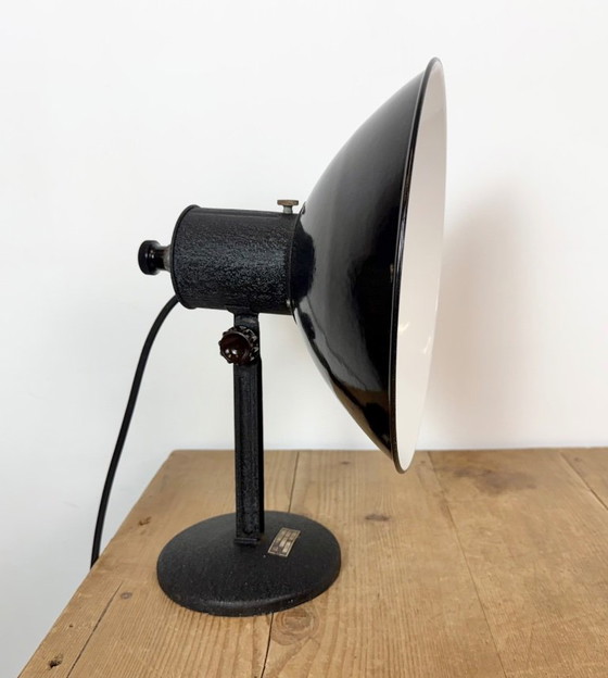 Vintage Industrial Black Enamel Table Lamp from EB, 1950s – Iron (photo 10 of 17)
