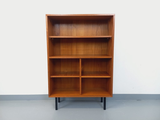 Scandinavian modernist style modular bookcase in teak and black metal from the 60s