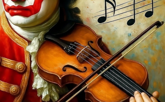 Image 1 of Acrylic painting on canvas "Clownish Mozart" / 80x80 cm