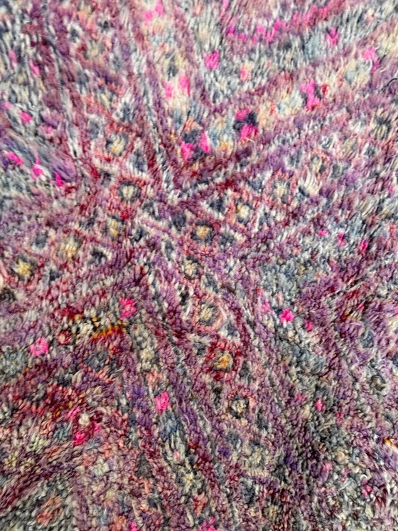 Image 1 of Boujad tapijt 210x390 cm – Vintage Marokkaans tapijt – Groot handgemaakt wollen vloerkleed