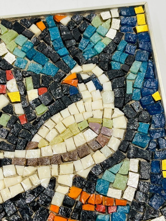 Image 1 of Gerahmtes italienisches Mosaik eines Vogels in Ravenna mit byzantinischen Einflüssen