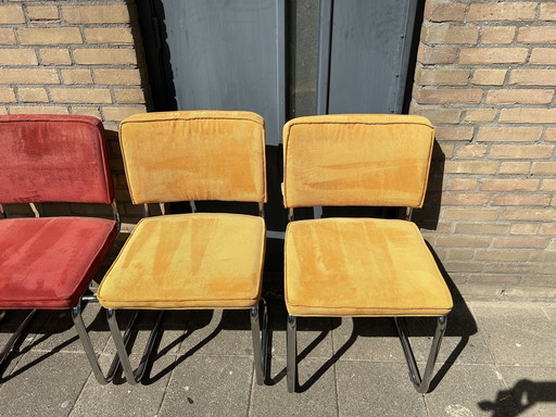 8 Pure Ribbon Fabric Chairs with Chrome Tube Frame