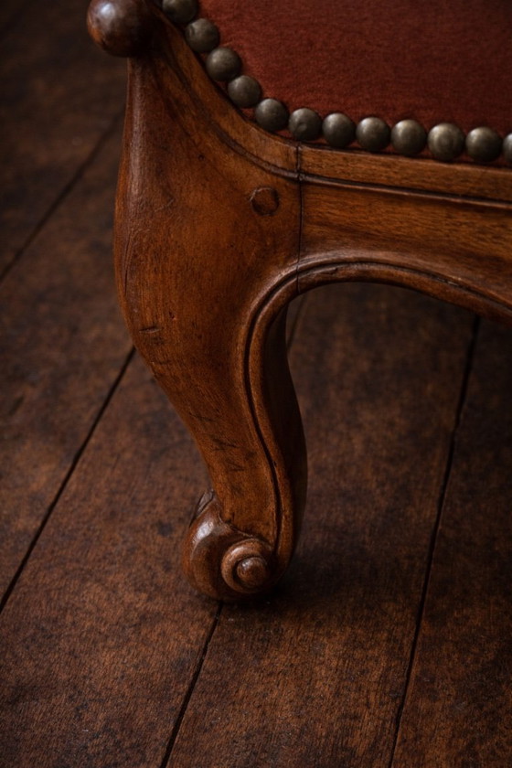 Image 1 of French Reclining Library Armchair in Original Leather, circa 1900