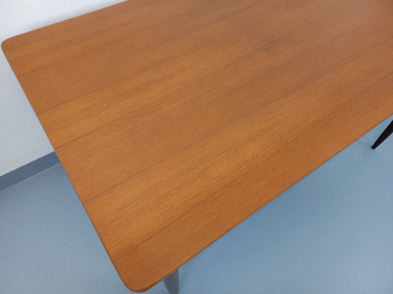 Image 1 of Rectangular Scandinavian-style vintage dining table from the 1950s/60s in teak with extensions