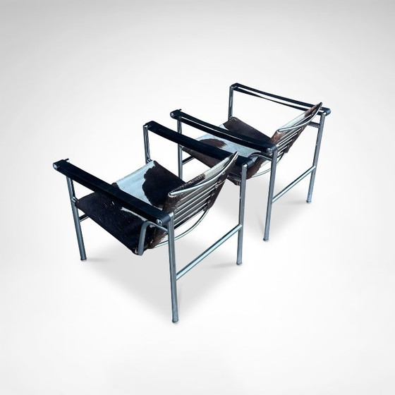 Image 1 of Fauteuil LC1 en peau de poney, modèle ancien, conçu par Le Corbusier et al. pour Cassina, années 1970, lot de 2.