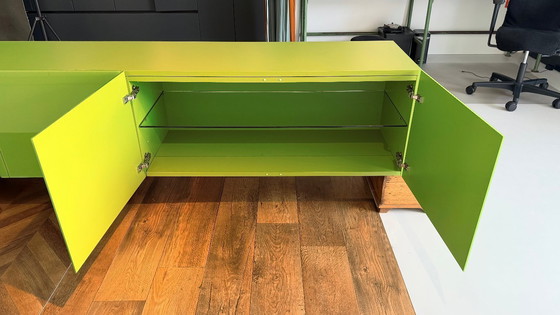 Image 1 of Lago ‘Amplia’ designer wall cabinet – floating sideboard in olive green