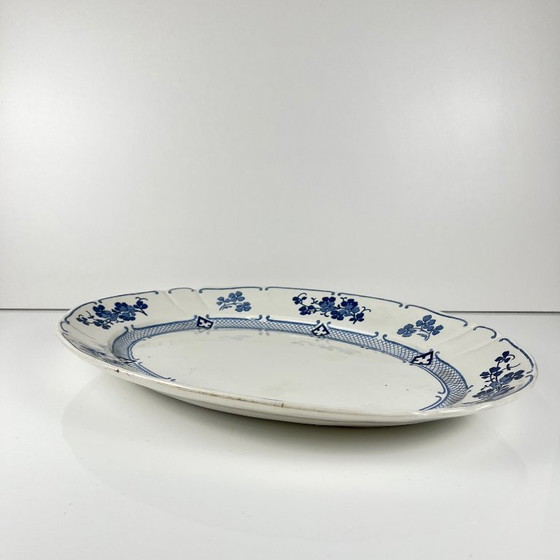 Image 1 of Grand Plat ovale Terre de Fer KG Lunéville, modele "Jane", bleu, 1890-1915