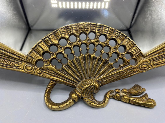 Miroir Français Vintage en Bronze en Éventail – Miroir Art Nouveau – Glass (photo 5 of 11)