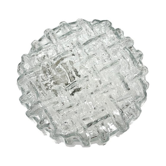 Image 1 of Hillebrand Leuchten 5222 Plafond Weave IJsglas Duitsland jaren 70