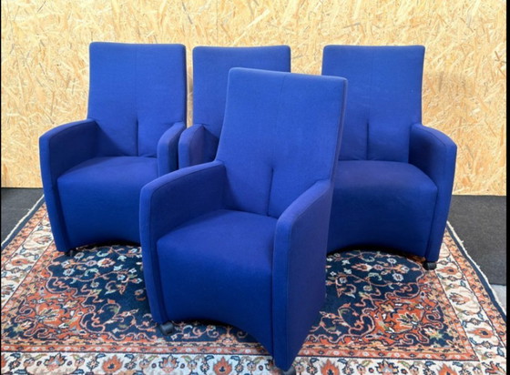 4x Leolux Kilenge High Poltrona / Poltrona da Pranzo – Blu Cobalto Profondo – Con Ruote – Sedie da pranzo (photo 3 of 5)