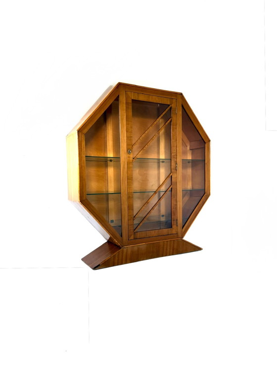 Vetrina ottagonale Art Déco vintage, anni '30 – Vetrine, Vetro, Legno (photo 10 of 10)