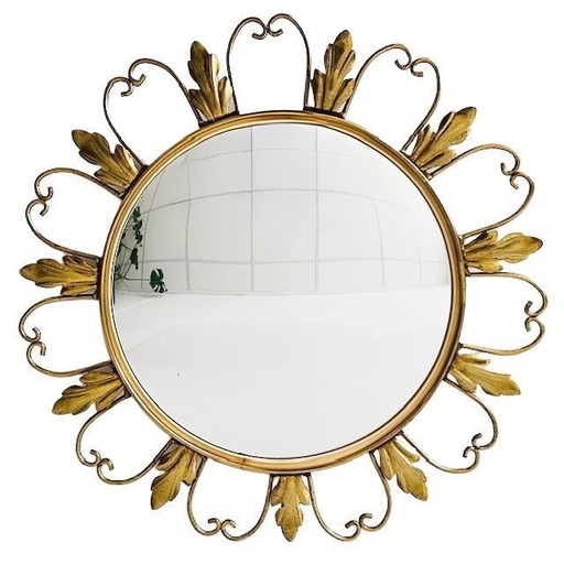 Miroir de majordome vintage Deknudt Sunburst, style milieu du siècle, vers les années 1960