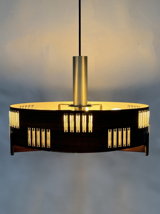 Image 1 of Mid Century Teak Pendant Lamp | Scandinavian German Design | 1960s 1970s MCM | Schmahl & Schulz Style