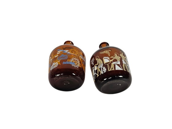 Image 1 of Glass Factory Leerdam - Liberation bottles (2) - Woldring and Idema wine bottles - glass - 1955