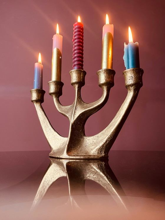 Image 1 of ¡Único! Candelabro de latón Van Gilde de mediados de siglo.