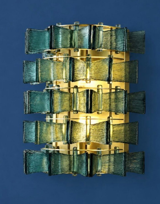 applique murano anni 70, Vetro, Metallo, Verde, Mid Century Modern (foto 2 di 6)