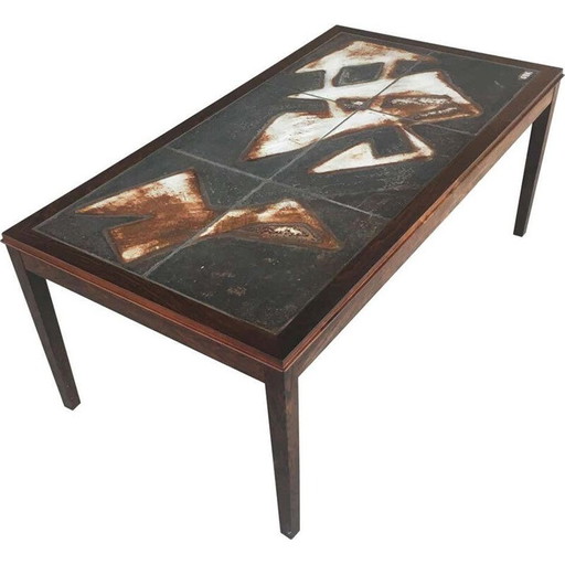 Ole Bjorn Krügers alter Couchtisch aus Palisanderholz und Kacheln, 1960