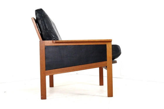 Illum Wikkelso Voor Niels Eilersen Capella Fauteuil Vintage Deens – Leather, Wood (photo 2 of 15)