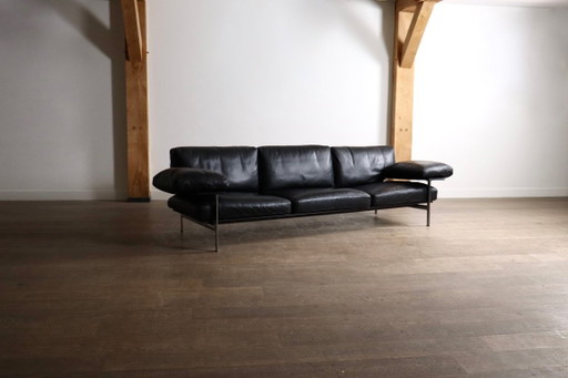 Divano tre posti Diesis in pelle nera di Antonio Citterio per B&B Italia, anni '70 – 3 5 zitsbanken, Leather, Vintage