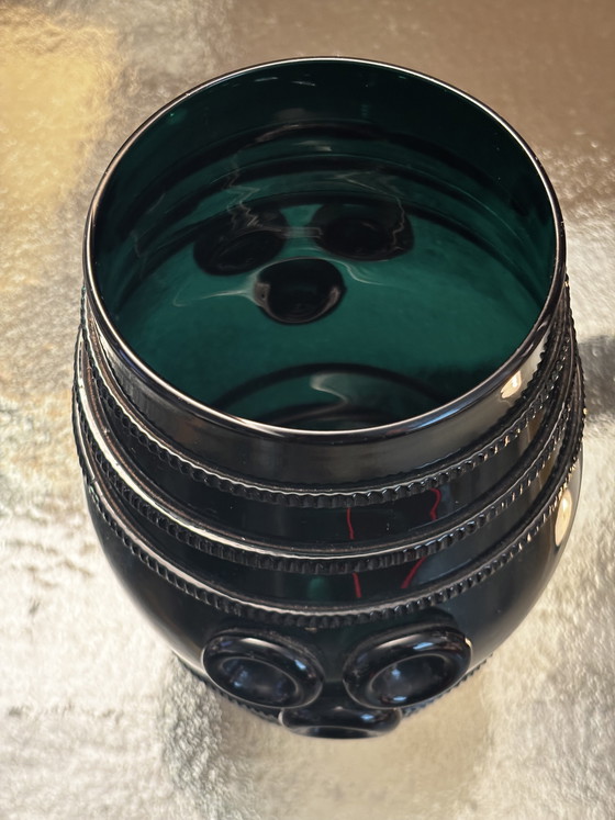 Image 1 of Bocal en verre de la taille d'un pouce avec couvercle – vert foncé –