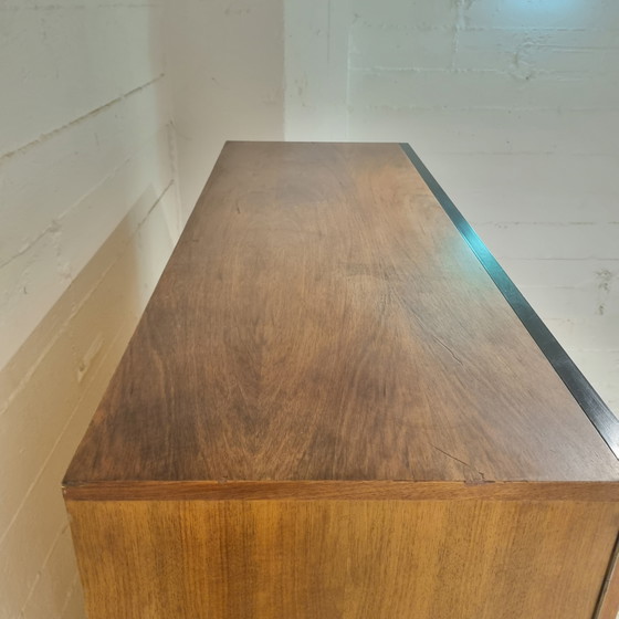 Image 1 of VSJ-125 Couchtisch aus Teakholz und schwarzem Metall, Kurt Gunther und Horst Brechtmann für Fristho, 1960er Jahre