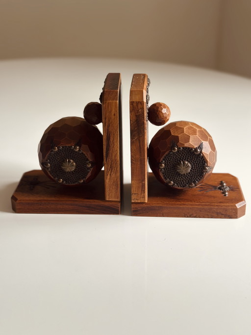 Art Deco Bookends Wood and metal
