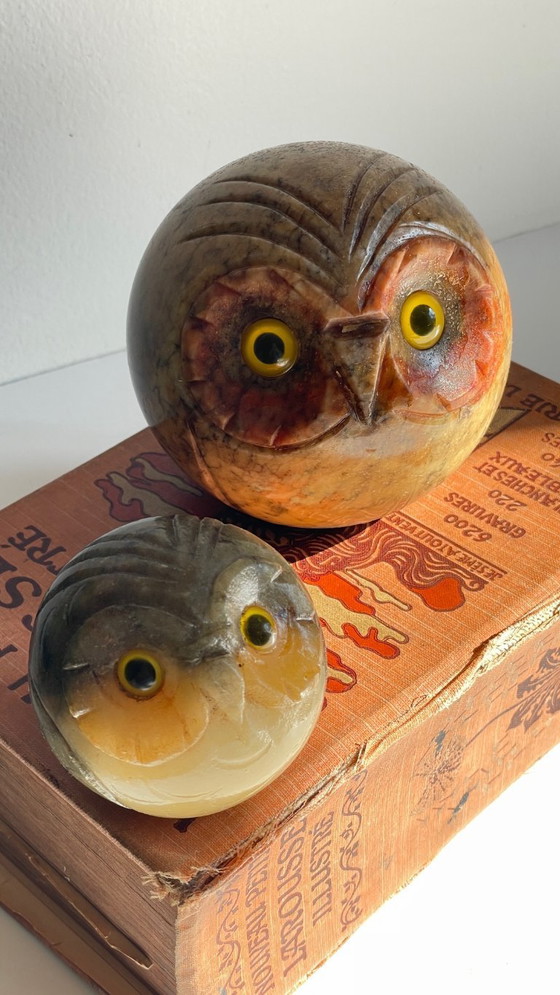 Image 1 of Fermalibri vintage a forma di gufo in marmo