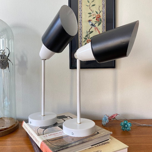 Pair of adjustable industrial metal wall lights