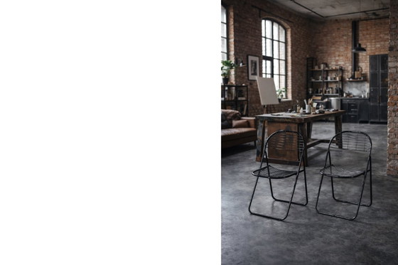 Image 1 of Vintage Swedish Mid-Century Modern Minimalist Black Metal Åland Chair by Niels Gammelgaard for IKEA, 1980s, Set of 5