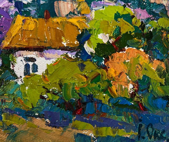 Image 1 of Original Oil Painting Summer Village Landscape Gentle breath of the morning wind