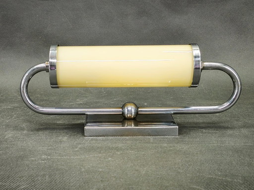 Czech Art Deco Chrome and Champagne Glass Wall Light, 1930s