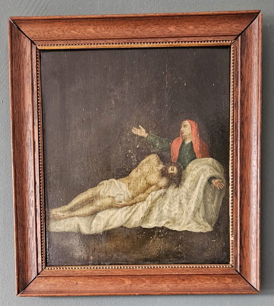 Image 1 of Old Painting Unknown Artist "The Lamentation of Christ"