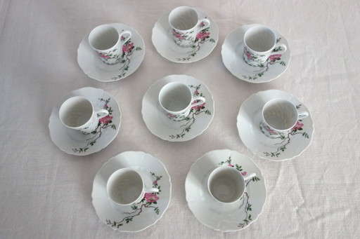 8 vintage Haviland Limoges Eglantine pattern coffee cups