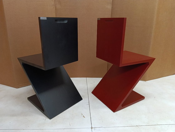 Image 1 of Sedia ALIVAR MVSEVM 514 ZIG ZAG (NUOVA, MAI USATA) Rosso Bordeaux o Nero
