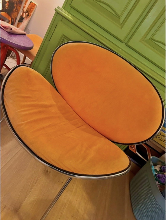 Chaise design italienne vintage en velours et chrome – Fauteuils, Velvet (photo 2 of 10)