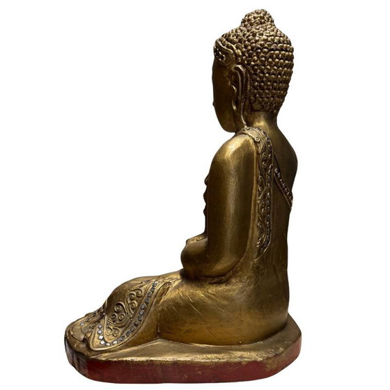 Buda Mandalay de madera dorada antiguo - Birmania - 35 cm - 2.6 kg – Esculturas, Wood (photo 6 of 10)