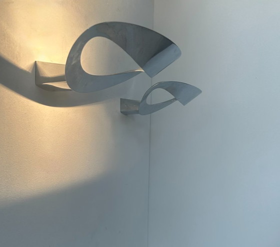 Image 1 of Coppia di applique "Mesmeri" in metallo cromato di Artemide, Italia 1980