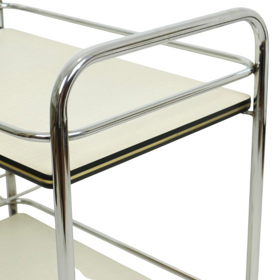 Image 1 of Vintage Drink Trolley Serving Cart Chrome Sixties