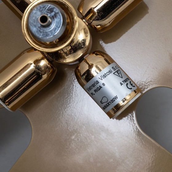 Image 1 of Lámpara de araña Vistosi de estilo moderno de mediados de siglo, de cristal de Murano italiano y latón, 1960.