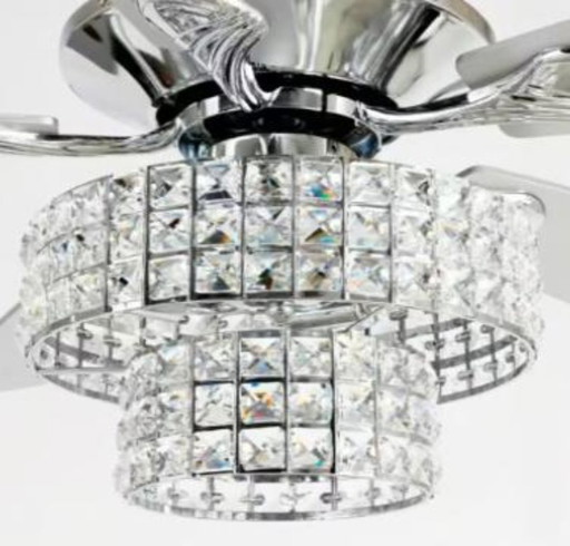 Howell 52 Zoll Deckenventilator-Kronleuchter mit Kristall-Chrom-Finish für den Innenbereich (mit Deckenstangenmontage).