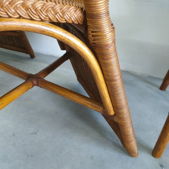 Image 1 of Vintage jaren 70 Rohé design rotan/pitriet fauteuil/stoel(en)  