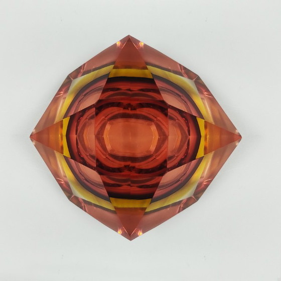 1960s Gorgeous Amber and Yellow Ashtray or Catchall by Flavio Poli for Seguso. Made in Italy (photo 6 of 6)